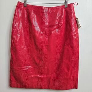 NWT Wilsons Leather Red Pencil Skirt 14 Textured Vintage Deadstock Punk Rock 90s